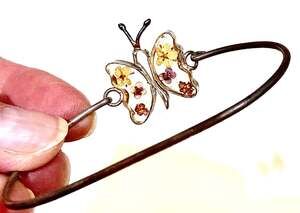 NoMonet Butterfly Bangle Bracelet with Pressed Real Dried Flowers